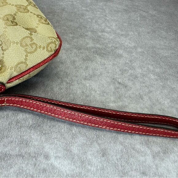 Gucci Sherry Web Bow Khaki Gg Monogram Canvas Wristlet Bag - Picture 7 of 12